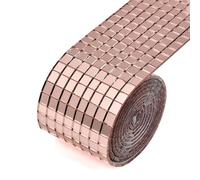 GIBZ Bande Mosaïque Miroir Autocollant Boule Disco Frise Murale Adhésive Plinthe Bordure de Papier Peint pour Mariage Fête Anniversaire Bar Or Rose 4 x 300 cm