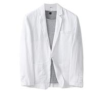 GIBZ Blazer Homme Veste De Costume Lin Couleur Unie Décontractée Costumes Une Seule Ligne Un Seul Bouton Coupe Ample avec Pochette