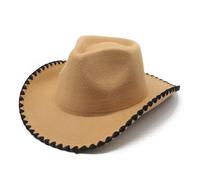GIBZ Chapeau de Cowboy Western Unisexe en Feutre à Large Bord, Fedora Cowgirl Classique Panama Rétro pour Hommes et Femmes, Kaki