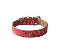 GIBZ Collier de Chien en Cuir, Réglable avec Rembourré Doux, Colliers Durable et Classique de Petits Moyens Grands Chiot Chat, Rouge, 1.5 x 30 cm