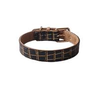 GIBZ Collier de Chien en Cuir, Réglable avec Rembourré Doux, Colliers Durable et Classique de Petits Moyens Grands Chiot Chat, Noir, 1.5 x 30 cm