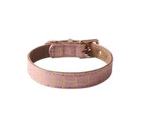 GIBZ Collier de Chien en Cuir, Réglable avec Rembourré Doux, Colliers Durable et Classique de Petits Moyens Grands Chiot Chat, Rose, 1.5 x 30 cm