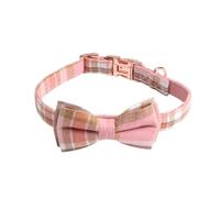 GIBZ Collier de Chien Réglable, avec Nœud Papillon Motif Classique, Colliers Chiot Durable Convient de Petits, Moyens, Grands, Rose-A, S