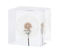 GIBZ Cube de Pissenlit 3D Transparent Statue de Bureau Ornement Fait à la Main Spécimens de Fleurs éternelles Presse-Papier Cadeau Blanc sans Support