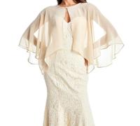 GIBZ Foulard Étole Femme Couleur Unie Châle en Mousseline de Soie Transparente Élégant Transparente Légère Cape Mariage Mariée Soirée Beige Taille Unique