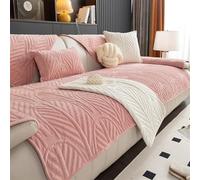 GIBZ Housse de Canapé Douce, Antidérapante Lavable Protection pour Canapé d'angle Universelle, Coussin de Meuble pour Chiens, Rose, 110 x 110 cm