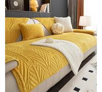 GIBZ Housse de Canapé Douce, Antidérapante Lavable Protection pour Canapé d'angle Universelle, Coussin de Meuble pour Chiens, Jaune, 110 x 110 cm