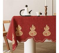 GIBZ Nappe Chinoise Imperméable Nappe de Table Rectangulaire Carrée Motif Floral et Papillons pour Les Repas à la Maison Rouge 60 x 60 cm