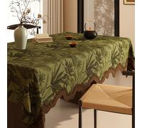 GIBZ Nappe Chinoise Imperméable Nappe de Table Rectangulaire Carrée Motif Floral et Papillons pour Les Repas à la Maison Vert Foncé 60 x 60 cm