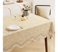 GIBZ Nappe Chinoise Imperméable Nappe de Table Rectangulaire Carrée Motif Floral et Papillons pour Les Repas à la Maison Beige 2 60 x 60 cm