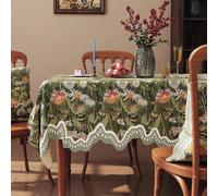 GIBZ Nappe Chinoise Imperméable Nappe de Table Rectangulaire Carrée Motif Floral et Papillons pour Les Repas à la Maison Vert 4 60 x 60 cm