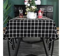 GIBZ Nappe de Noël Classique à Carreaux, Couverture Rectangulaire à Carreaux, Décoration de Table à Manger Vintage pour Fête, Blanc & Noir, 110x110cm