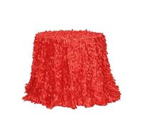 GIBZ Nappe Ronde en Tissu Floral 3D, Nappes en Satin pour Gâteau, Décoration Élégante pour Fête Anniversaire Mariage, Rouge, 260x260cm