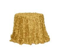 GIBZ Nappe Ronde en Tissu Floral 3D, Nappes en Satin pour Gâteau, Décoration Élégante pour Fête Anniversaire Mariage, Or, 260x260cm