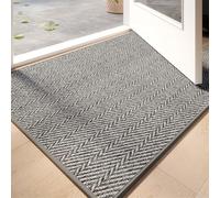 GIBZ Paillasson Intérieur Chevron Rectangulaire Tapis Entrée De Sol Antidérapant Absorbant la Saleté pour Porte Cuisine et Zones à Fort Passage Lavable en Machine Gris 60 x 90 cm