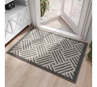 GIBZ Paillasson Intérieur Rectangulaire à Motif Zigzag Tapis Entrée Antidérapant Résistant Absorbant la Saleté pour Porte Cuisine et Zones à Fort Passage Gris 3 60 x 90 cm