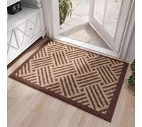 GIBZ Paillasson Intérieur Rectangulaire à Motif Zigzag Tapis Entrée Antidérapant Résistant Absorbant la Saleté pour Porte Cuisine et Zones à Fort Passage Marron 3 50 x 80 cm