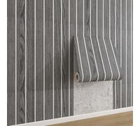GIBZ Papier Peint Rayures Verticales Film Autocollant Imperméable Imitation Bois pour Plans de Travail et Armoires Papier Adhesif pour Meuble Chambre Salon Cuisine Gris ardoise 45 x 1000 cm