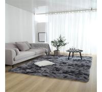 GIBZ Tapis à Poils Longs Tie-Dye, Moderne Grand Tapis Moelleux et Doux, Lavable Antidérapant pour Intérieur, Salon, Chambre, Gris foncé, 60 x 160 cm
