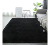 GIBZ Tapis à Poils Longs Tie-Dye, Moderne Grand Tapis Moelleux et Doux, Lavable Antidérapant pour Intérieur, Salon, Chambre, Noir, 60 x 120 cm