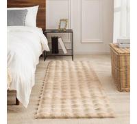 GIBZ Tapis Chambre Rectangle Long Fausse Fourrure de Lapin Mignon Tapis d'Intérieur Antidérapant pour Salon Moelleux Doux Shaggy Moderne Marron 100x120cm