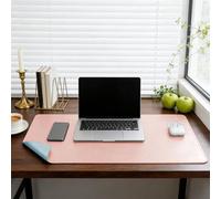 GIBZ Tapis de Bureau Double Face en Cuir PU, Sous Main pour Ordinateur Portable, Grande Protecteur Imperméable, Rose, 24x30cm
