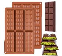 GIcGIeo Moule Tablette Chocolats Dubai Forme Diamant,2 Pièces Moule Silicone Pepites Chocolat Carrée Démoulage Facile pour Knafeh Pistache Protéiné Barre Dragées Céréales