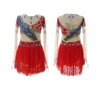 GICIR Costumes De Concours De Danse Lyrique For Femmes, Robe De Patinage Sur Glace À Dos Ouvert Avec Strass For Filles, Personnalisée(M)