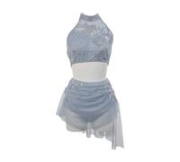 GICIR Costumes De Danse Lyrique For Femmes, Grande Taille, Strass, Costume De Spectacle De Danse Aérienne Moderne, Personnalisé For Filles(XS)