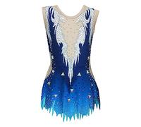 GICIR Justaucorps Gymnastique Fille Robe, Danse Sans Manches, Respirant, Fabriqué À La Main, Sur Mesure Gala De Danse, Tenue De Spectacle, Artistique, Yoga - Uniforme D'équipe(XL)