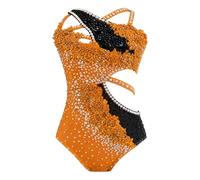 GICIR Robe De Danse Lyrique Sans Manches For Filles Et Femmes, Dos Ouvert, Groupe De Compétition Solo, Costume De Récital Avec Strass(M)