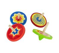 GICO 6468 - Toupie en bois multicolore - Pour enfants - Avec 4 toupies colorées - Hauteur : 5,5 cm - Diamètre : 5,5 cm