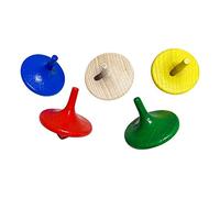GICO 6472 Lot de 5 toupies en bois multicolores pour enfant Hauteur 4 cm Diamètre 3,5 cm