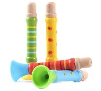 GICO 7940 Pipe pour enfant en bois 4 trompettes colorées assorties - Trompettes en bois