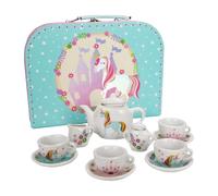GICO CH12102 Service à thé pour enfant avec coffret de jeu en porcelaine 13 pièces Motif licorne