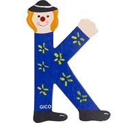 GICO Lettres en bois pour chambre d'enfant - Grande décoration pour la porte - Motif clown amusant de A à Z - Hauteur : environ 9 cm - Lettre en bois 7361 (K)