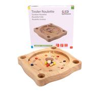 GICO Roulette tyrolienne en bois avec toupie et boules en bois, jeu de toupie, roulette paysanne 22 x 22 cm - 7958