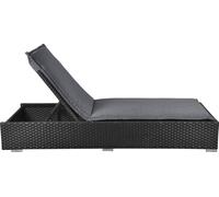 Gida Salon de jardin transat, support d'assise-matelas inclus, noir, gris.