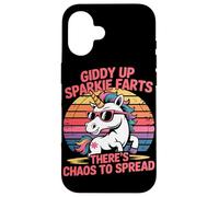Giddy Up Sparkle Farts Il y a du Chaos à propager Licorne Coque pour iPhone 16