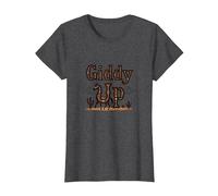 Giddy Up Western Horse Desert Cactus Cowboy Vache Fille T-Shirt, Femme, Chiné Foncé, S