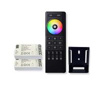 GIDEALED Contrôleur LED sans fil 2,4 G avec télécommande RF, 2 contrôleurs LED RGBW + télécommande 4 zones de contrôle de groupe DC5 V-24 V 5 fils SMD COB RGBW LED bandes lumineuses à variation de