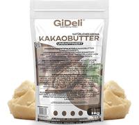 GiDeli Beurre de cacao 1 kg - La graisse de cacao hydrate et régénère - Beurre non raffiné pour soins de la peau et des cheveux - Graisse de fèves de cacao avec effet protecteur