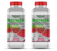GiDeli Bioéthanol Lot de 2 x 1 l Parfum fraise des bois 96,6 % éthanol pour intérieur et extérieur Sans fumée ni suie À base de maïs et de betterave sucrière