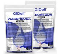 GiDeli Carbonate de Sodium 2x1kg - Poudre de pour blanchir et détacher - Nettoyant pour lave-linge et déboucheur de canalisations - Carbonate de sodium pour les casseroles brûlées et les carreaux