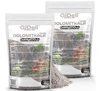 GiDeli Chaux Dolomitique 2 x 1 kg - Amendement Calcaire pour Gazon | augmente le pH du sol, riche en calcium et magnésium, améliore la structure du sol, anti-mousse, pour potager et jardin