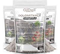 GiDeli Chaux Dolomitique 3 x 1 kg - Amendement Calcaire pour Gazon | augmente le pH du sol, riche en calcium et magnésium, améliore la structure du sol, anti-mousse, pour potager et jardin
