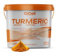 GiDeli Curcuma en Poudre 5 kg - 100% Curcuma Longa Pur | sans additif, mouture fine, couleur jaune éclatante, pour currys, riz, lait doré et soupes épicées