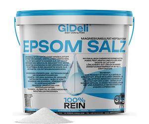 GiDeli Epsom Sel de bain de 3 kg de sulfate de magnésium de qualité pharmaceutique dans un seau - 100 % pur sel naturel - Bain de pieds - Bain de pieds - Bain de relaxation (3000 g)