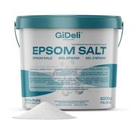 GiDeli Epsom Sel de bain de 5 kg de sulfate de magnésium de qualité pharmaceutique dans un seau - 100 % pur sel naturel - Bain de pieds - Soin de la peau - Bain de relaxation (5000 g)