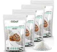 GiDeli Érythritol 20 kg en 4 Sachets - Édulcorant Zéro Calorie, Keto | aucun arrière-goût amer, respectueux des dents, se referme après usage, pour la pâtisserie et les desserts maison